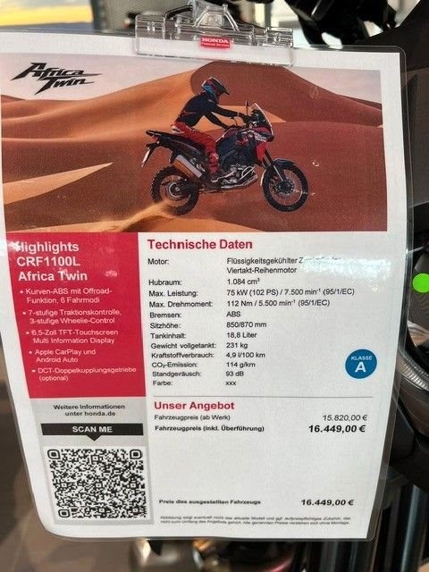 Angebot Honda CRF1100L Africa Twin