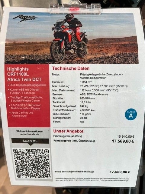 Angebot Honda CRF1100L Africa Twin DCT
