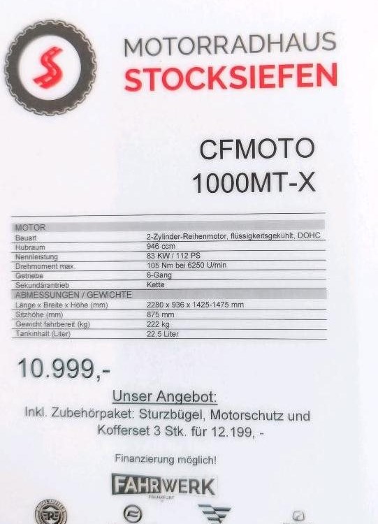 Angebot CFMOTO 1000MT-X