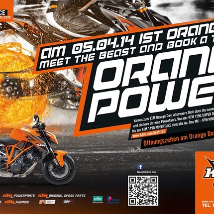 Orange Day 2014 ORANGE DAY 2014 im MX - KTM KINI Shop   Samstag 5. April 2014 Öffnungszeiten von 09:00 - 17:00 durchgehend