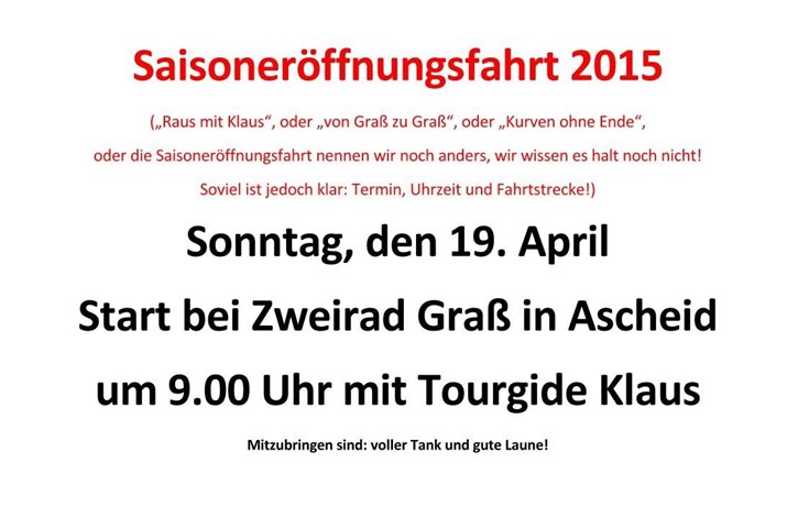 Saisoneröffnungsfahrt Zweirad Graß 2015