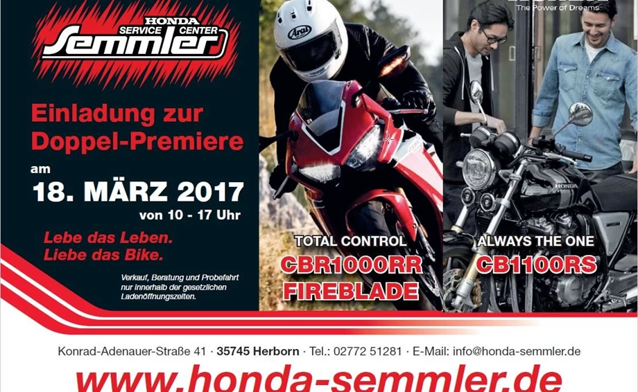 Honda Semmler - Doppel Premiere Bild 1: Honda Semmler - Doppel Premiere