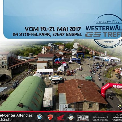 4. Westerwälder BMW GS Treffen Das 4. Westerwälder BMW GS Treffen steht vor der Tür. Vom 19. bis 21. Mai 2017 wird es wieder rund gehen im Stöffel-Park in Enspel. Ins Leben geru ...