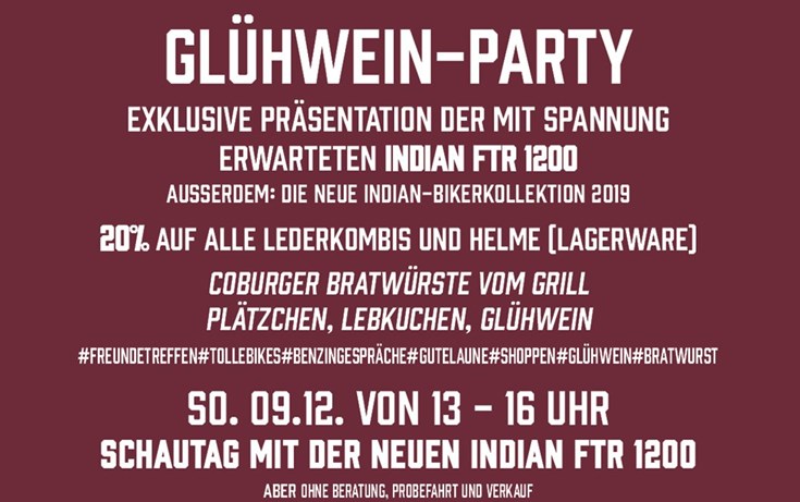 Glühweinparty mit der neuen FTR1200
