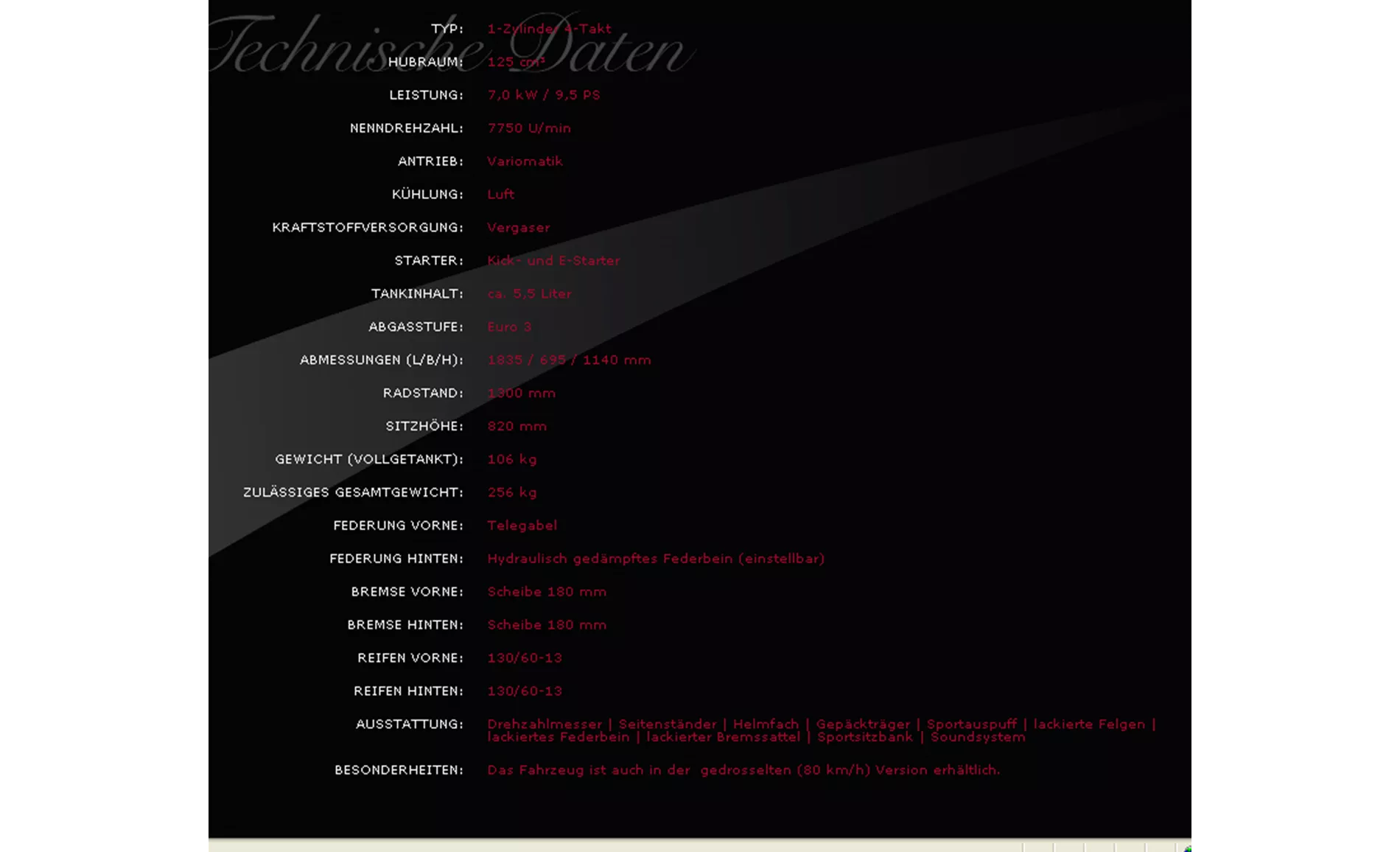 Kreidler RMC-H Galactica 125 DD 2010 Kreidler RMC-H Galactica 125 DD 2010