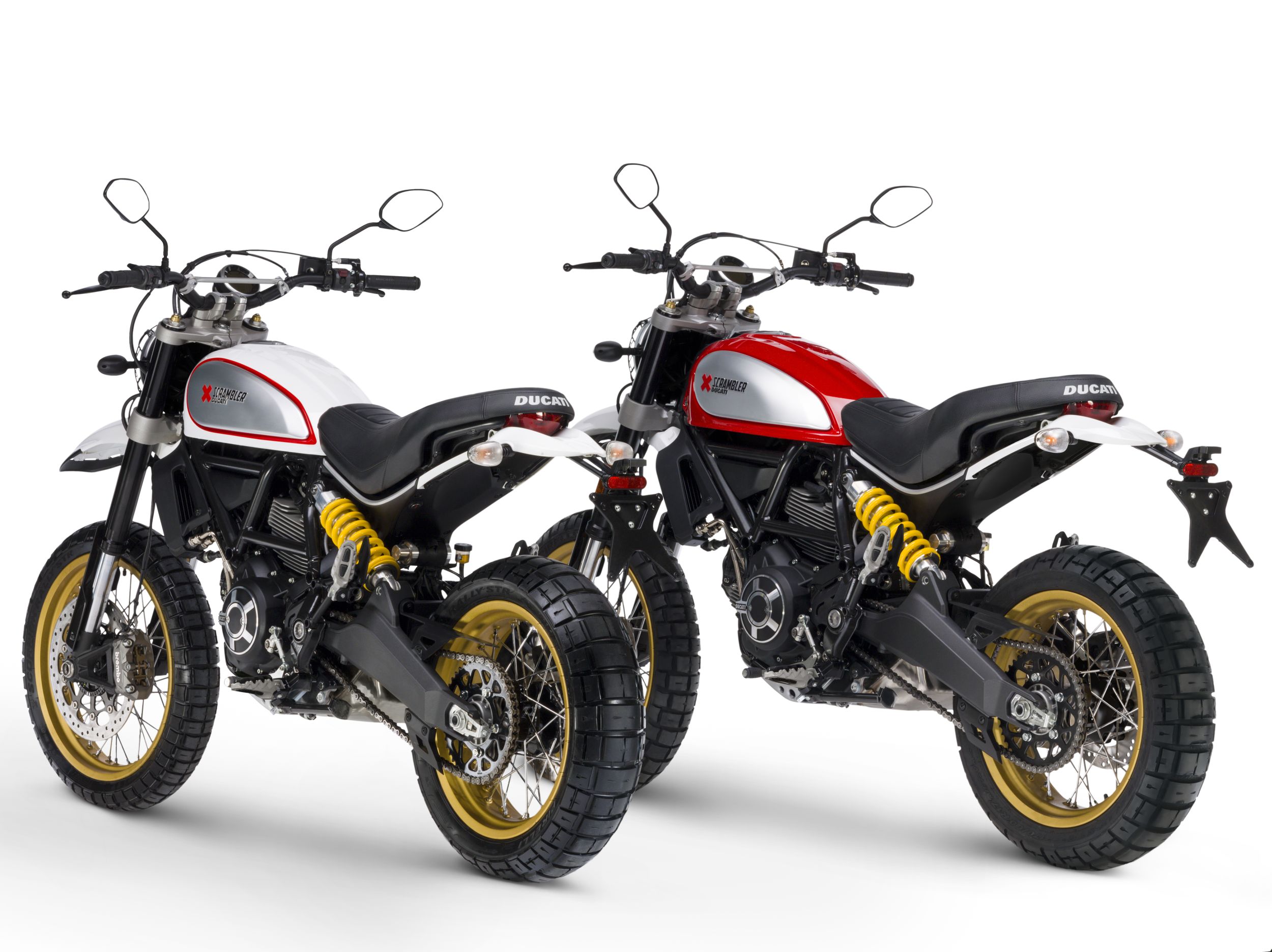 Motorrad Vergleich Triumph Scrambler 400 X 2024 vs. Ducati Scrambler