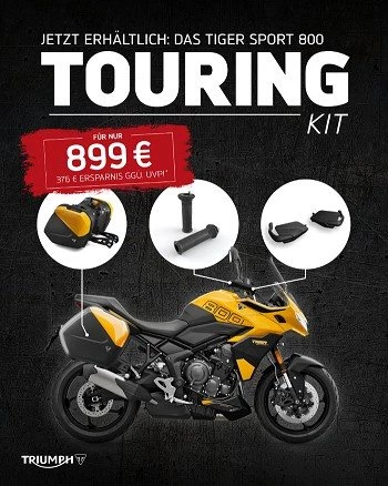 Vorschaubild für Post - 🏍️🔥 Jetzt Zubehörpakete sichern! 🔥🏍️

Nutze jetzt unsere attraktiven Angebote auf Zubehörpakete für die Triumph Tiger 1200 und die Triumph Tiger Sport 800!

Egal ob Reise, Komfort oder Schutz – mit den passenden Original-Zubehörpaketen holst du noch mehr aus deiner Triumph heraus. Perfekt abgestimmt auf dein Bike und deine Abenteuer

Für die aktuelle Tiger 1200 stehen drei Pakete zur Verfügung.
z.B. das Paket "Trekker"
Koffer > Aktionspreis 899€ statt 1.299€

Für die Tiger Sport 800 haben wir ein Paket, bestehend aus Koffersatz, Heizgriffe und Handprotektoren. Aktionspreis inkl. Mwst. 899€ statt 1.255€

👉 Jetzt vorbeikommen, beraten lassen und Vorteile sichern!
🔗 Triumph Kärnten:
https://www.triumph-kaernten.at/de

#fortheride #TriumphMotorcycles #triumphmotorcycles #triumphkärnten