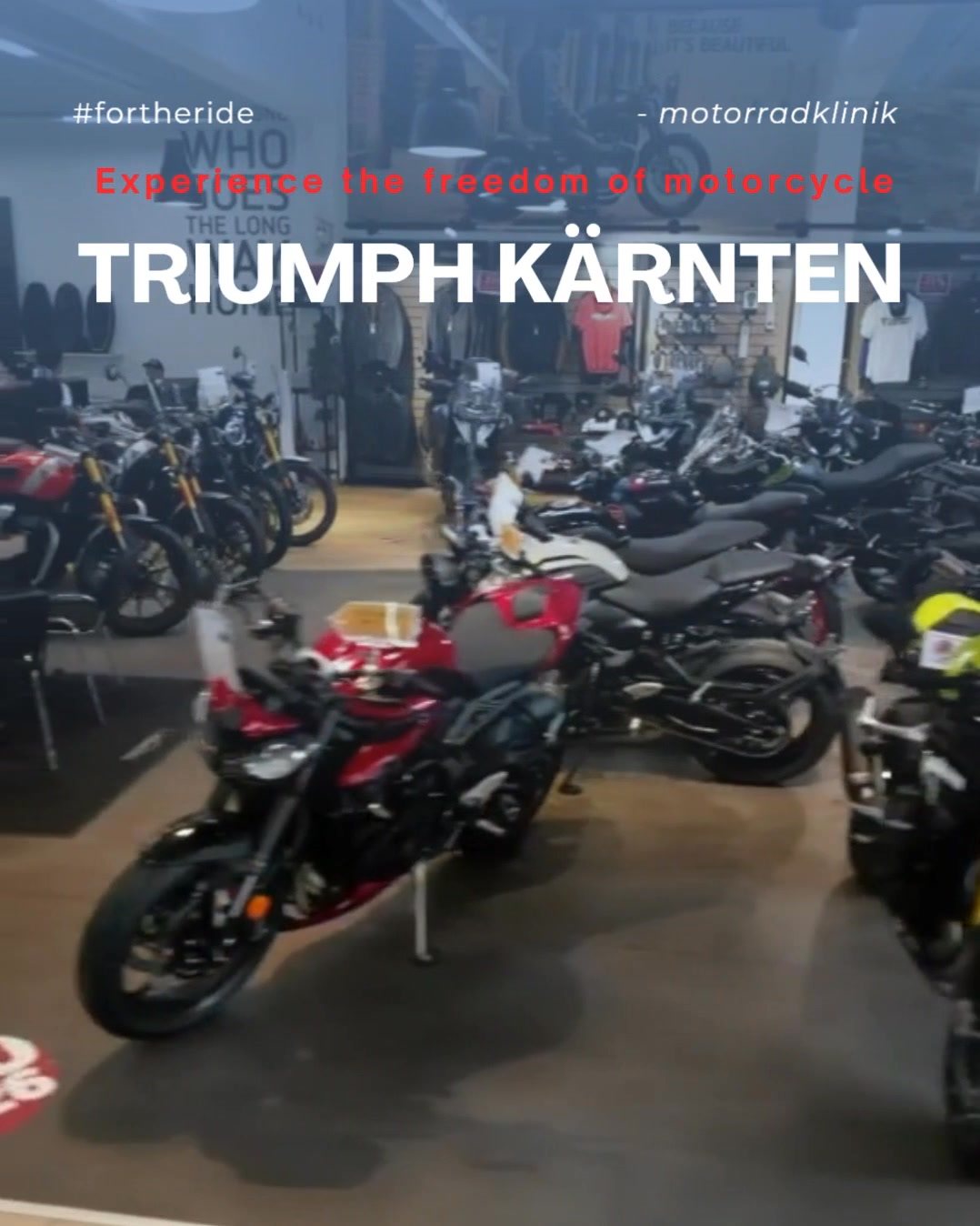 Thumbnail for post - 🏍️✨ Erlebe die Freiheit des Motorradfahrens bei Triumph Kärnten! ✨🏍️

Tauche ein in die Welt von Triumph und entdecke die Leidenschaft für legendäre Motorräder. Besuche unseren neu gestalteten Showroom und erlebe die neuesten Modelle von Triumph Motorcycles hautnah.

📍 Motorradklinik Villach, Badstubenweg 68

Wir freuen uns auf deinen Besuch!