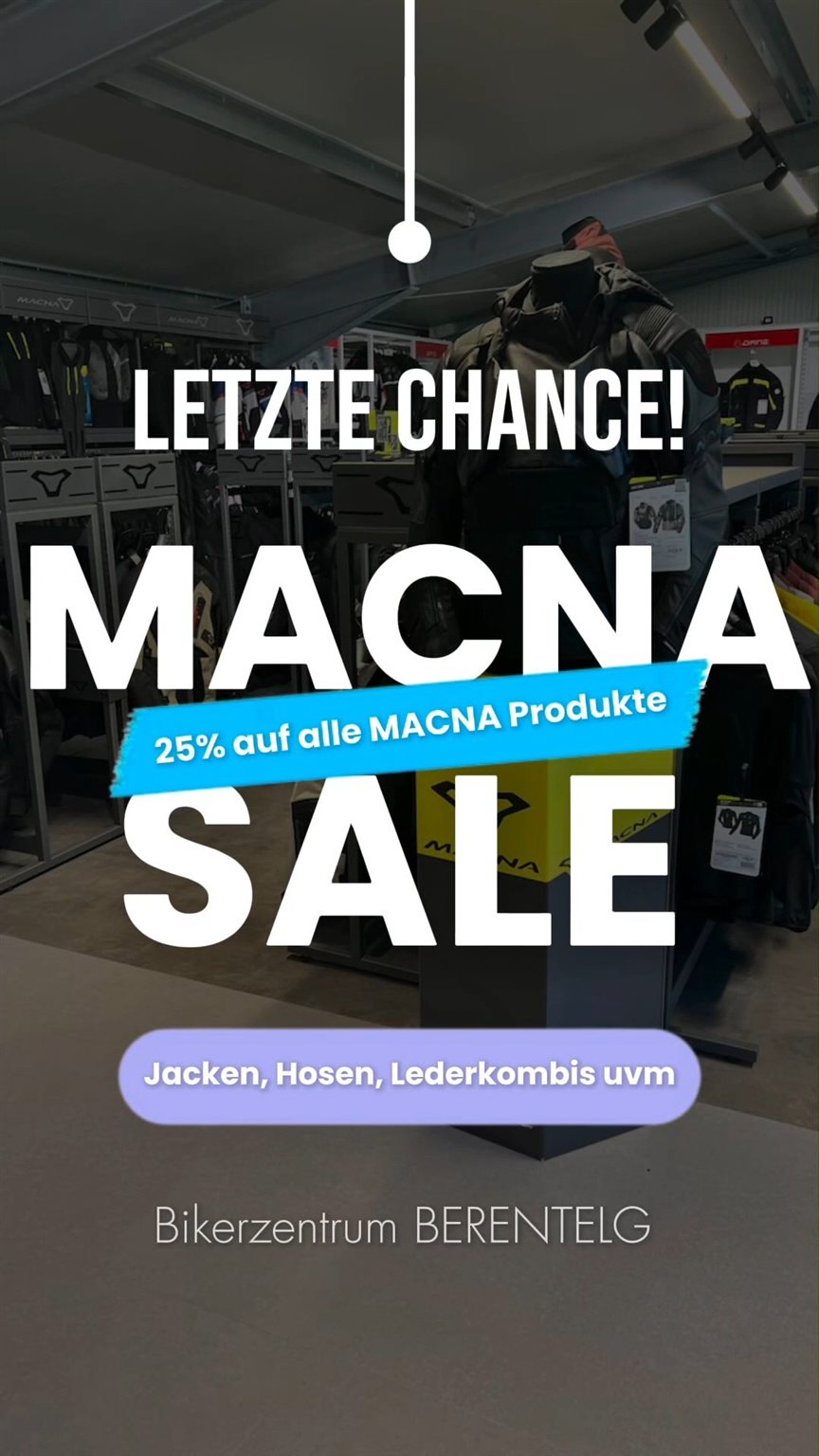 Vorschaubild für Post - ⏳🏍 Letzte Chance, Biker!
Der MACNA Sommer Sale geht in die finale Runde!

🔥 25% Rabatt auf alle MACNA-Produkte
📅 Nur noch HEUTE – dann ist Schluss!
❗ Nur solange der Vorrat reicht!

Jetzt schnell vorbeikommen und dein neues
Biker-Outfit sichern!
📍 Bikerzentrum Berentelg, Meppener Str. 22, Meppen

#MACNA #LetzteChance #SommerSale
#BikerzentrumBerentelg #BikerDeals
#Motorradbekleidung #BikerStyle #BikerLife #instabike #meppen
#rentbike #testride #rentabike #bikedaily #berentelg
#biker #bikelove #onroad #starkegebrauchte