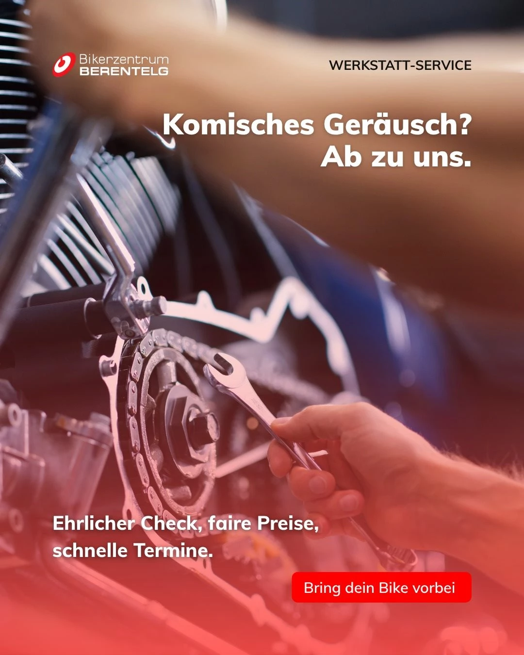Vorschaubild für Post - Klappern, Schleifen, Klopfen – dein Bike will dir was sagen. 🔧
Und meistens gilt: Je früher du hinhörst, desto günstiger wird's am Ende. Ein komisches Geräusch ist selten „nur ein bisschen was" – es ist der Moment, in dem dein Motorrad um einen Check bittet.
Bring dein Bike einfach vorbei. Wir schauen ehrlich drauf, sagen dir klar was Sache ist – und labern dir nichts an, was du nicht brauchst.
✅ Ehrlicher Check statt teurer Rätselei
✅ Faire Preise, klare Ansage
✅ Schnelle Termine, damit du wieder aufs Bike kommst
Seit 1983. Kein Bullshit. 🏍️
👉 Termin sichern – Link in Bio oder einfach durchklingeln.
📍 Bikerzentrum Berentelg, Meppen
#Motorradwerkstatt #Bikerzentrum #Berentelg #Meppen #Motorradservice #Werkstattservice #Bikerleben #Motorrad #Zweiradservice #Emsland