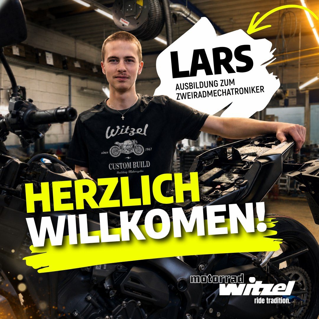 Vorschaubild für Post - 🏍️ Herzlich willkommen, Lars!

Heute stellen wir euch unseren Nachwuchs in der Werkstatt vor:  Lars ist neu im Team von Motorrad Witzel und absolviert bei uns seine Ausbildung zum Zweiradmechatroniker. #TeamPlayer

Von der ersten Schraube bis zur professionellen Diagnose: Lars lernt bei uns alles, was dazugehört, wenn aus Leidenschaft für Motorräder echtes Handwerk wird. 🔧🏍️

Wir freuen uns, dich auf deinem Weg begleiten zu dürfen und wünschen dir viel Erfolg, Spaß und immer genug Öl an der richtigen Stelle! 😉

👉Willkommen im Team, Lars!

#MotorradWitzel #TeamWitzel #Ausbildung #Zweiradmechatroniker #Nachwuchs #Motorradliebe #Werkstatt #Karriere #RideTradition #Schweinfurt #Sennfeld