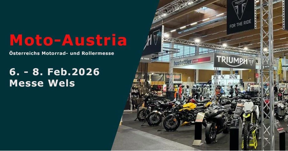 Vorschaubild für Post - Am kommenden Wochenende (6-8.Februar) findet die Moto Austria in Wels statt – die größte heimische Motorradmesse!

Unser Verkaufs-Team ist am Triumph-Stand Halle21 D40 vertreten und gemeinsam präsentieren wir Euch die neuesten Modelle für 2026! Schaut vorbei und genießt mit uns einen spannenden Messetag mit all den Neuheiten!

Also: Messe besuchen, Infos einholen und dein Traum Bike aussuchen!

#ForTheRide #triumphmotorcycles #triumphkärnten #motoaustria #messewels
