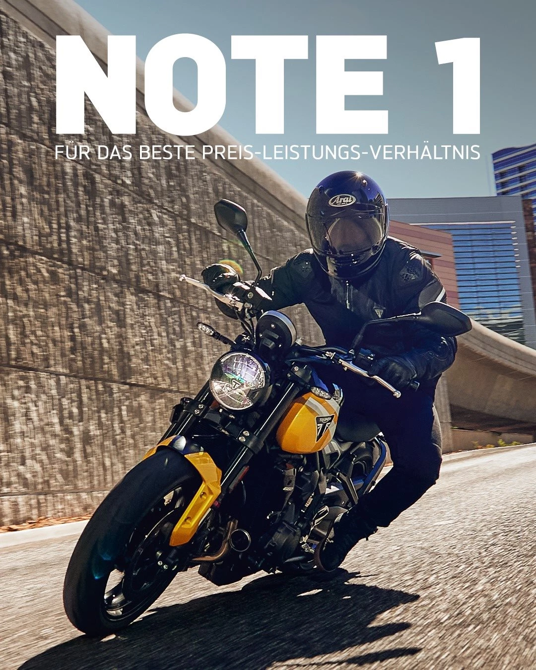 Vorschaubild für Post - Das kann sich sehen lassen:
@motorradonline vergibt der Trident 660 die Note 1,2 fürs Preis-Leistungs-Verhältnis! 💪

Kein Wunder, denn sowohl die bisherige Variante als auch die neue 2026er Version liefern genau das, worum es beim Motorradfahren geht - puren Fahrspaß, und das zum absoluten Bestpreis. 👑

Übrigens: Noch bis 31.03.2026 kannst du dir die Trident 660 mit 700 € Kundenvorteil* sichern!

*Angebotsdetails siehe Webseite
#triumph #triumphmotorcycles #trident660