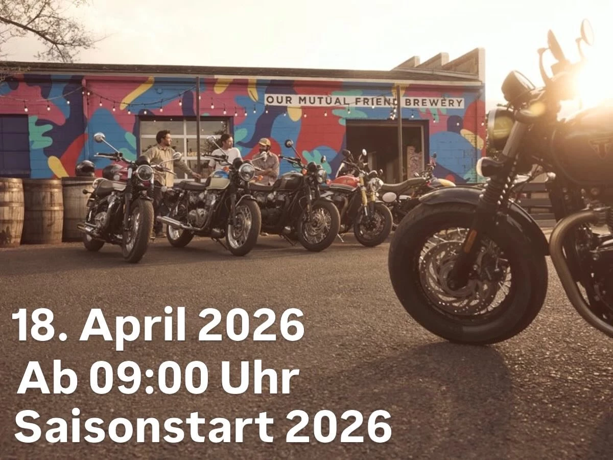 Vorschaubild für Post - Die neue Motorradsaison steht in den Startlöchern – Zeit, die Lederjacke aus dem Schrank zu holen, den Helm zu putzen und endlich wieder loszufahren!

Wir feiern unseren Saisonstart am 18. April 2026 ab 09:00 Uhr und laden Dich herzlich ein, dabei zu sein. Freu Dich auf ein abwechslungsreiches Programm mit Probefahrten, Benzingesprächen und attraktiven Angeboten.

Für die passende Verpflegung sorgt diesmal, das Team von DER-PIZZA-MANN mit ihrem mobilen Foodtruck.

Erlebe ansonsten die neusten Triumph Modelle, unsere diesjährigen Bekleidungskollektionen, und starte die Motorradsaison 2026 so, wie es sein sollte: Mit jeder Menge Benzin im Blut!

Wir freuen uns auf Dich! 🤩