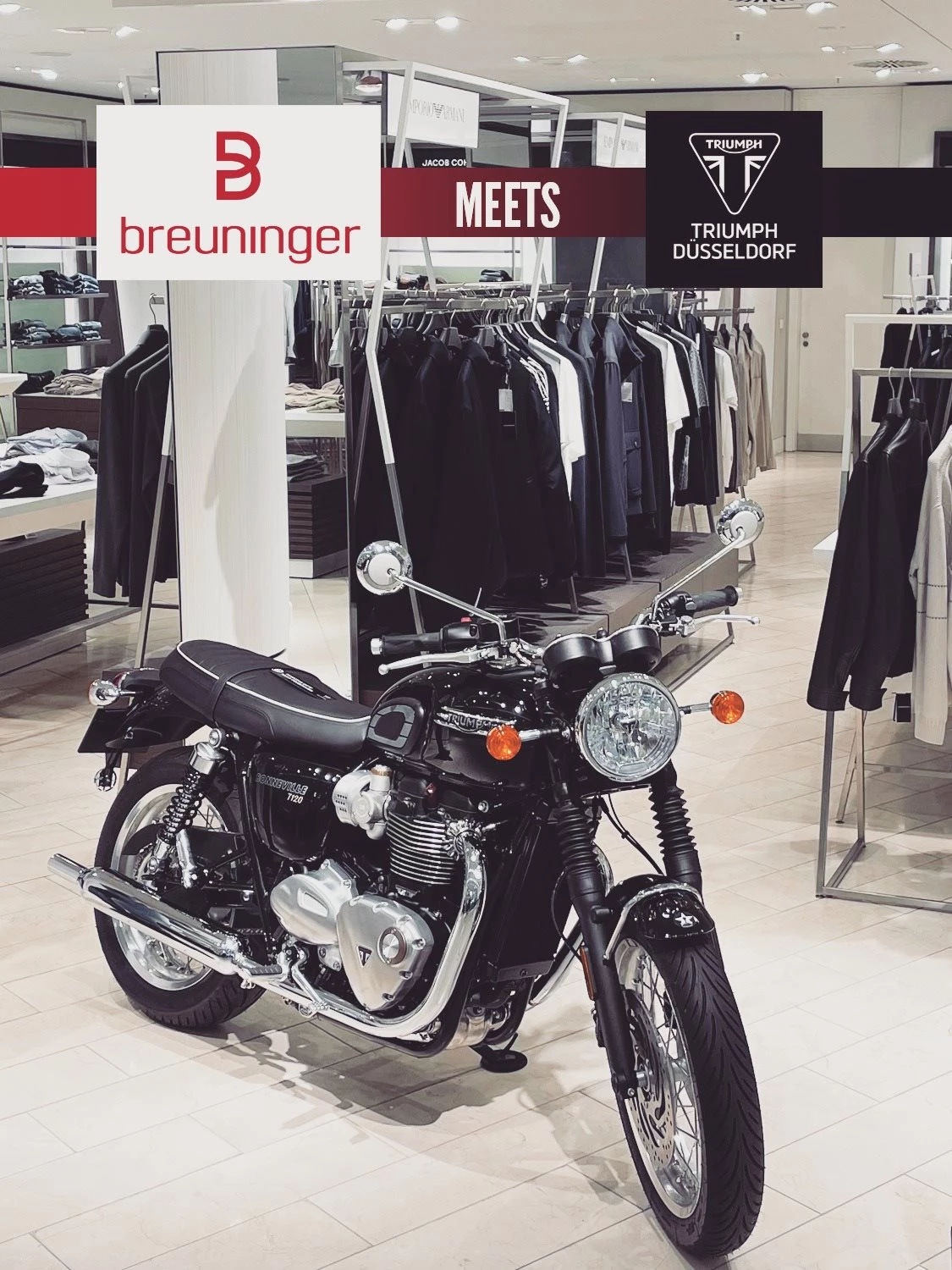 Vorschaubild für Post - Ab jetzt kann man unsere schöne Bonneville T120 im Breuninger auf der Kö bewundern. Wir freuen uns sehr über diese tolle Kooperation. Classic Fashion trifft Classic Bike 👌😊

#triumphbonneville #breuningerdüsseldorf #königsalleedüsseldorf #menfashion #classicbikes #triumph #goodstyle #belstaff #armani
