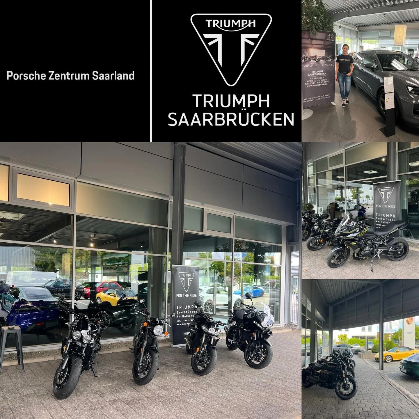 Vorschaubild für Post - Vom 15.-19.09. sind wir auch im Porsche Zentrum Saarbrücken zu Gast. Diese 4 Triumph Motorräder stehen hier zur Probefahrt für Euch bereit .  Buchung bitte über diesen Link  https://app.probefahrtenbutler.com/show/2482  #triumphsaarbrücken #triumphsaarland