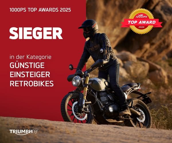 Vorschaubild für Post - Das agile Handling, die erstklassige Performance und das hochwertige Finish machen die Triumph Scrambler 400X nicht nur zu einem coolen Bike, sondern auch zum Gewinner bei den 1000PS Top Awards 2025 in der Klasse „Günstige Einsteiger Retrobikes“.
Bei uns in der Ausstellung findet ihr natürlich alle Fahrzeuge in der 400-er-Klasse von Triumph – unser Verkaufsteam hilft gerne weiter, damit ihr das passende Bike für euch findet.
#triumphgermany #triumphofficial #triumphmotorcycles #triumphscrambler400x #topawards2025 #fortheride #triumphbadkreuznach #badkreuznach