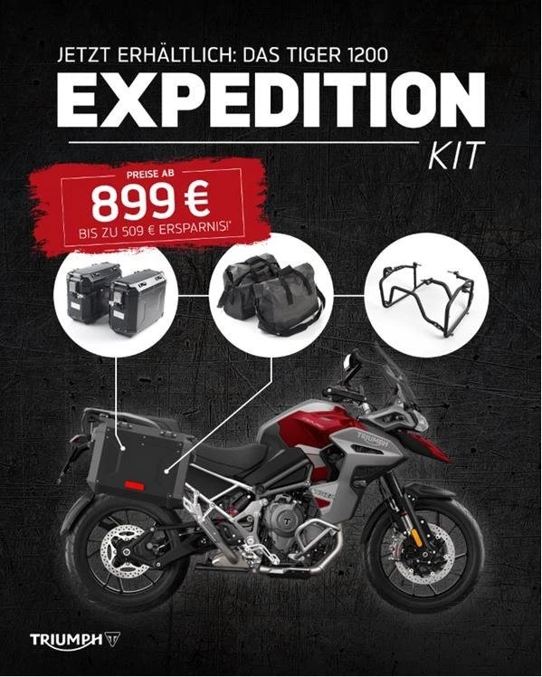 Vorschaubild für Post - Mach mehr aus deiner Triumph Tiger 1200 mit einem Expedition Kit, bestehend aus einem Koffer-Set inklusive Halterungen und Innentaschen.

Das Koffer-Set ist in drei Varianten verfügbar und bis zum 15. Juni für nur 899 Euro erhältlich, so dass du bis zu 509 Euro sparst. Die Kits sind robust und durchdacht, damit du auf deiner nächsten Tour noch mehr Gepäck mitnehmen kannst. Sie sind perfekt abgestimmt auf deine Tiger 1200 und gemacht für echte Abenteuer.

#triumphgermany #triumphofficial #triumphmotorcycles #triumphtiger1200 #expeditionkit #fortheride #triumphbadkreuznach #badkreuznach