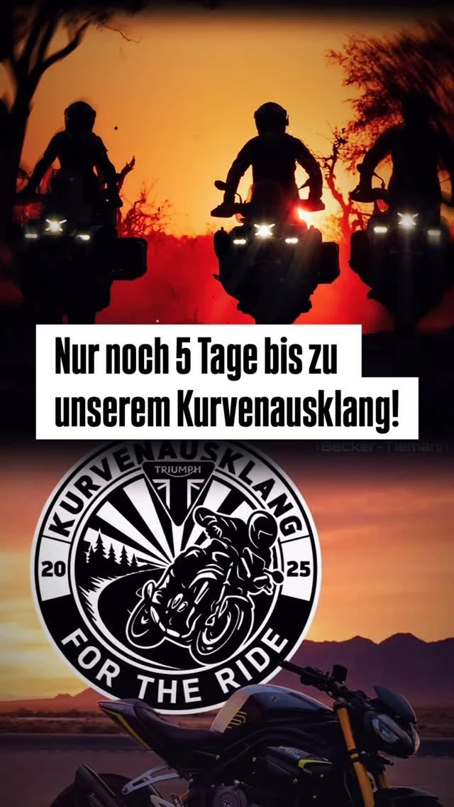 Vorschaubild für Post - Nur noch 5 Tage bis zu unserem Kurvenausklang an diesem Samstag, 27.9.25, von 10-16 Uhr in der Halberstädter Straße 53 in Paderborn.
👉 mit kostenlosen Probefahrten
👉 bis zu 75% Rabatt auf Triumph-Bekleidung
👉 weiteren Ausstellern
👉 Kaffee & Muffins
👉 leckere Grillspezialitäten
Kommt vorbei! Wir freuen uns auf Euren Besuch!
#kurvenausklang2025 #triumphpaderborn #motorradbeckertiemann
