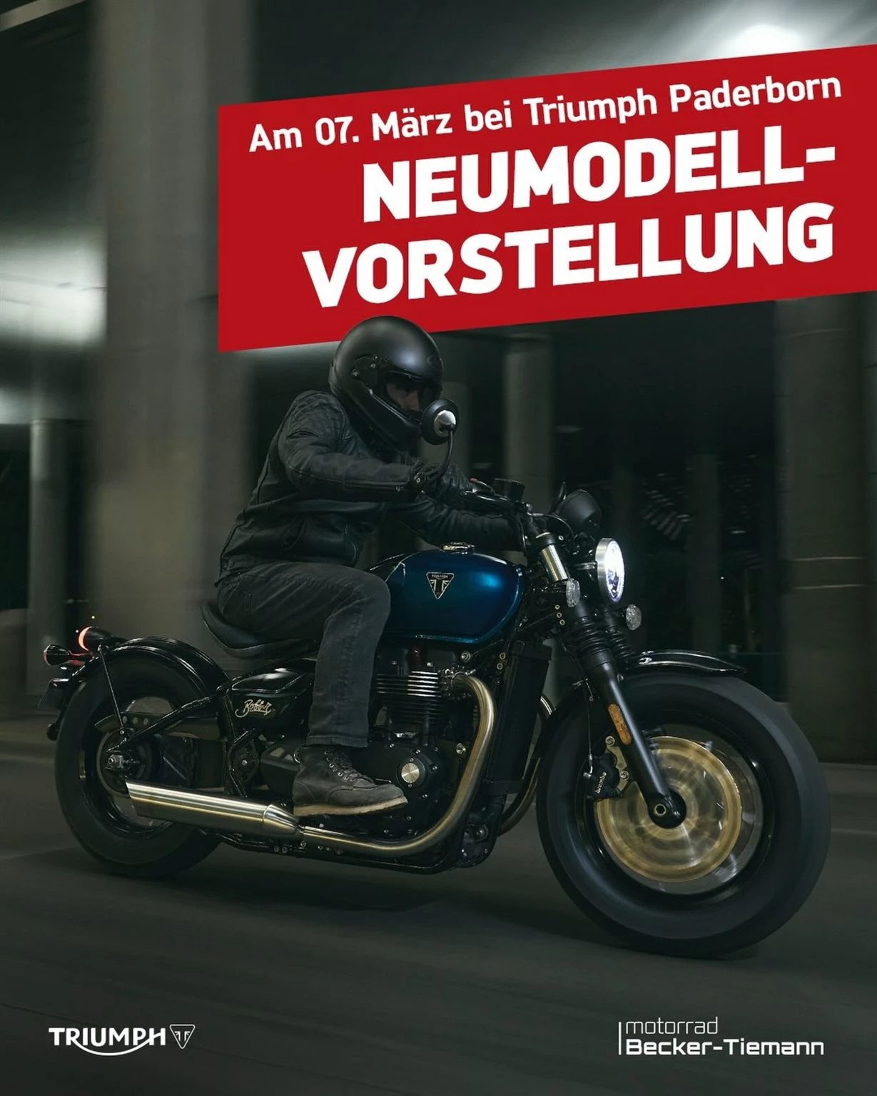 Vorschaubild für Post - SAVE THE DATE: Triumph Neuvorstellung in Paderborn!

Am Samstag, den 07. März, stellen wir euch bei Kaltgetränken und frisch gegrillter Bratwurst einige neue Triumph-Highligts vor ! 

Erlebe die nächste Generation echter Klassiker hautnah:
🖤 Die umfassend überarbeitete Bonneville T120 Black
🖤 Die neue Bobber
🖤 Die neue Speedmaster

Komm vorbei, fachsimple mit uns, schnapp dir eine Bratwurst und finde dein neues Traumbike! 😉🤘

📍 Wo? Halberstädter Straße 53, 33106 Paderborn
📅 Wann? 07.03.2026 | 10:00 – 13:00 Uhr
🌭 Specials: Bikes bestaunen, Benzingespräche & Grillgut genießen!

Bist du am Start? 
Markiere doch gleich jemanden, der mitkommen soll! 👇

#TriumphMotorcycles #BonnevilleT120 #TriumphPaderborn #Bobber Speedmaster MotorradSaison2026 Paderborn ClassicBikes