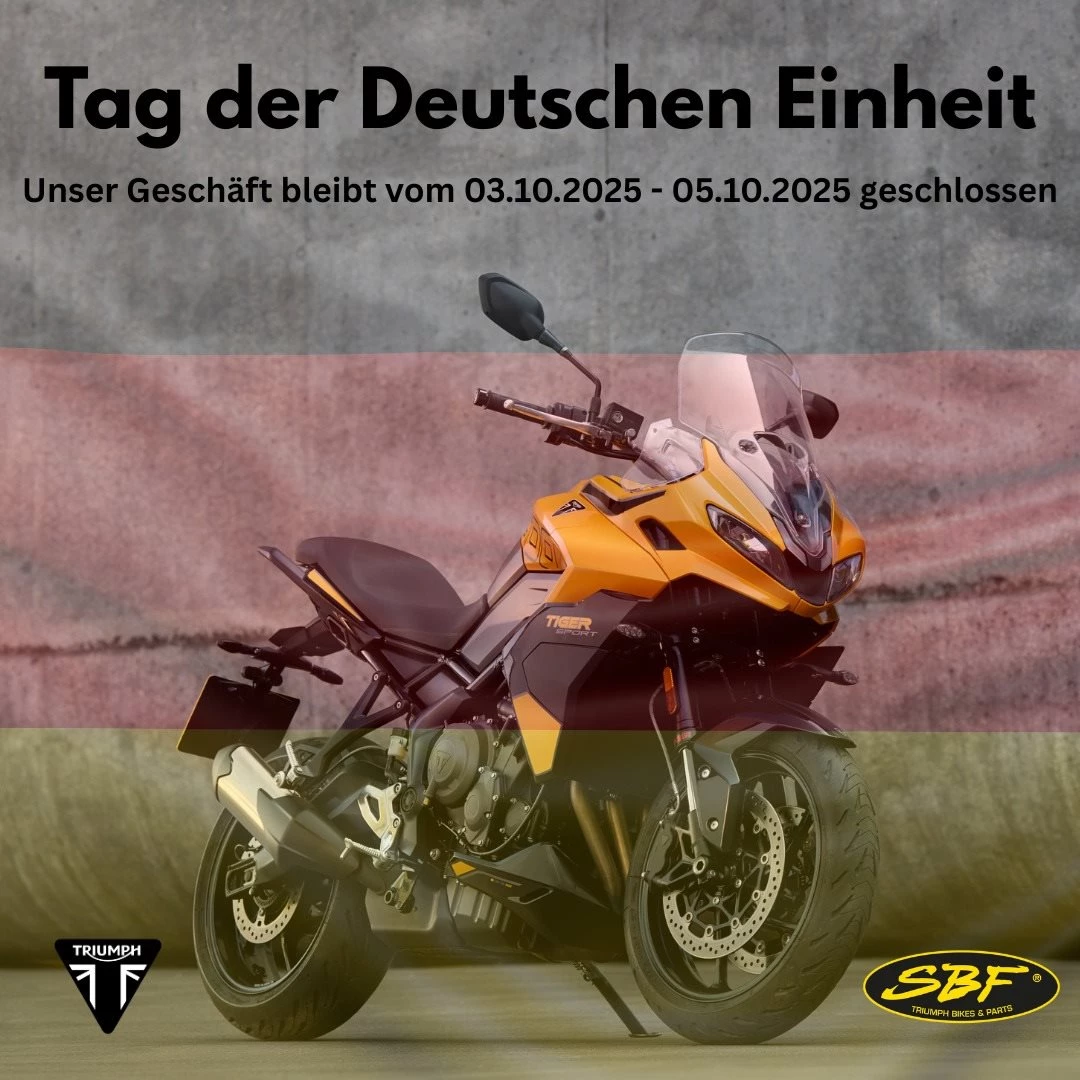Vorschaubild für Post - 📢 Wichtige Info
Unser Geschäft bleibt von 03.10. – 05.10.2025 aufgrund des Feiertags geschlossen.
Ab Montag, 06.10.2025 sind wir wieder wie gewohnt für euch da.

Wir wünschen euch ein schönes langes Wochenende! 🏍️✨