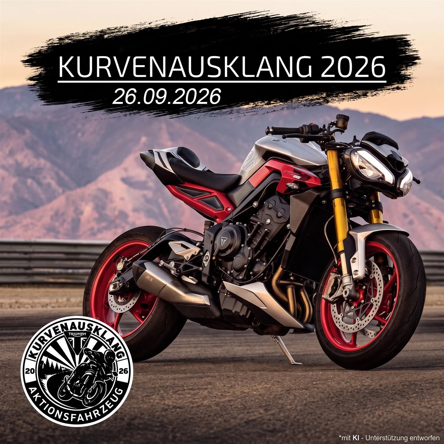 Vorschaubild für Post - Am 26.09.2026 findet der Triumph Kurvenausklang gemeinsam mit unserem großen Herbstfest 2026 statt! 🥳

Pack dein Bike, deine Freunde und gute Laune ein und komm vorbei. Neben dem Kurvenausklang erwartet dich von 10 bis 17 Uhr ein abwechslungsreicher Tag rund ums Motorrad. Freu dich auf leckeres Essen, Probefahrten, spannende Aktionen und jede Menge Unterhaltung für Groß und Klein. 🏍