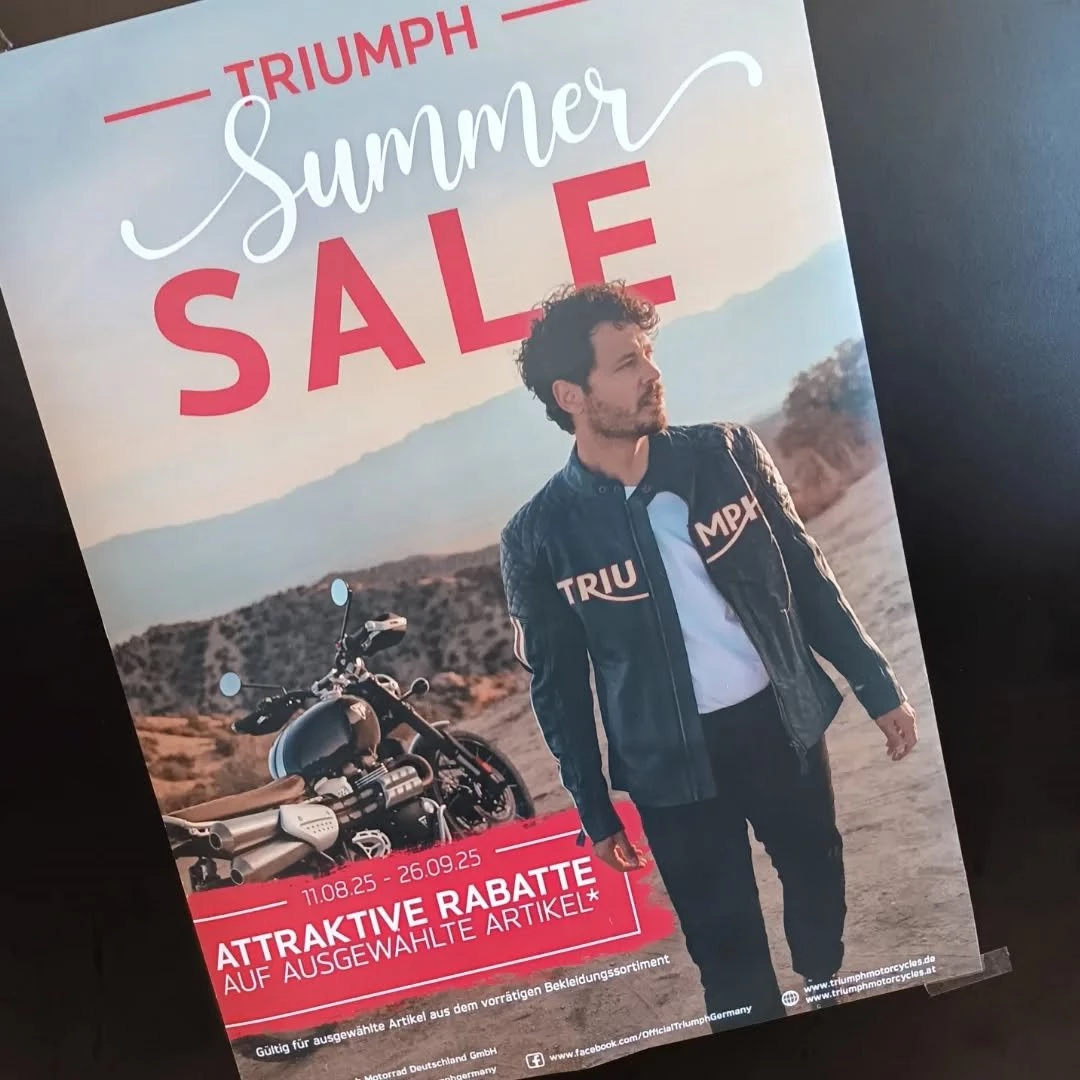 Vorschaubild für Post - Aktuell findet ihr bei uns Triumph Bekleidung im Abverkauf.
Kommt einfach vorbei.

#Triumphchemnitz 
#triumphteamchemnitz 
#triumphmotorcycles 
#triumphgermany 
#fortheride