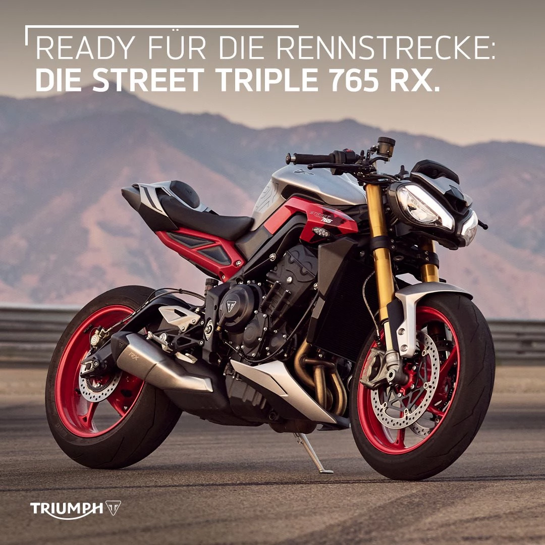 Vorschaubild für Post - Das ultimative Naked Bike: Die brandneue Street Triple 765 RX.

🏁 Race-Technik vom Feinsten 
🔥 Öhlins-Federung für präzise Kontrolle
⚙️ 765cm³-Triple aus der Moto2™-Klasse
🏍️ Auffällige RX-Lackierung

Jetzt bei uns vorbestellbar!