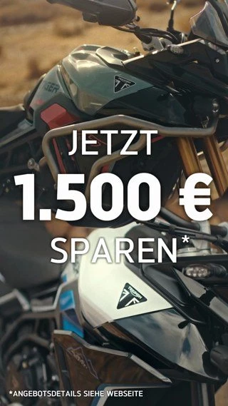 Vorschaubild für Post - Dein Abenteuer beginnt JETZT. 🏍️⁣
Bis 30.09.2026 sicherst du dir beim Kauf einer neuen Tiger 900 Alpine oder Desert Edition ganze 1.500 € Kundenvorteil!*⁣
⁣
*Angebotsdetails siehe Webseite
#triumph #triumphmotorcycles #tiger900 #triumphchemnitz #triumphteamchemnitz