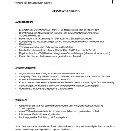 Motorradmechaniker/in Jobangebot vom 13.03.2023