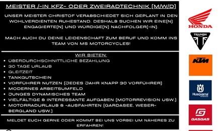 MEISTER/-IN KFZ- oder ZWEIRADTECHNIK (M/W/D)