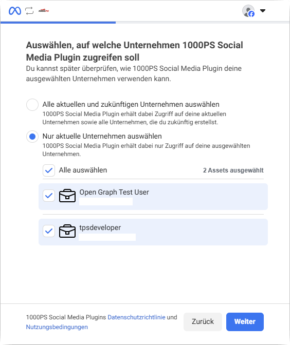 Unternehmen auswählen