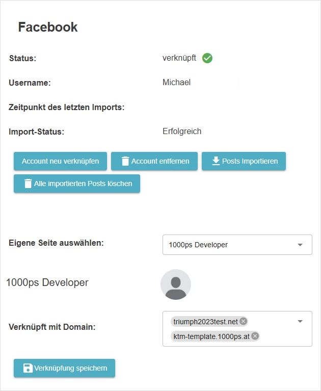Internet Manager - Seite und Domain