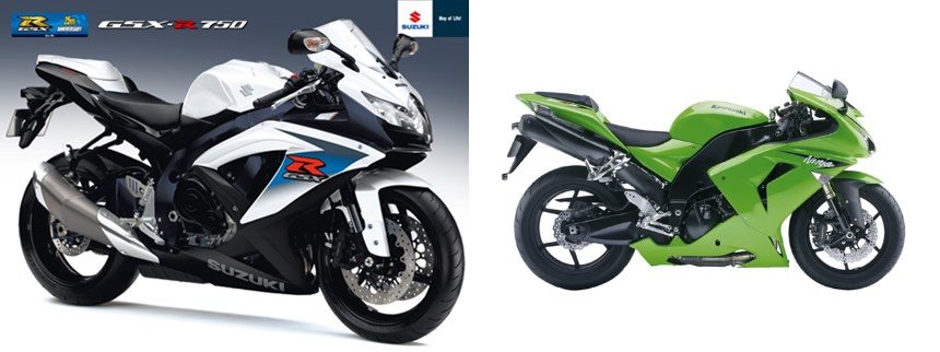 Suzuki GSX-R 750 2010 vs Kawasaki Ninja ZX-10R 2007