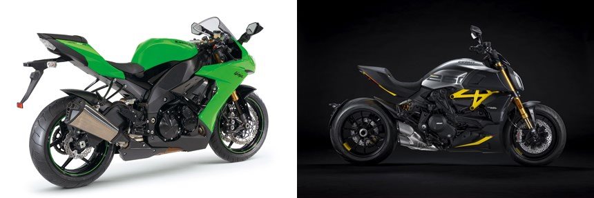 Motorrad Vergleich Kawasaki Ninja ZX-10R 2009 vs. Ducati Diavel 