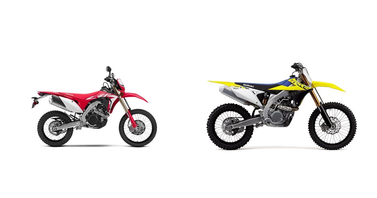 Motorrad Vergleich Honda CRF450L 2019 vs. Suzuki RMZ450 2022
