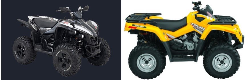 Target 550 Motorrad Vergleich TGB Target 550 4x4 IRS 2012 vs. Can-Am Outlander 650 ...