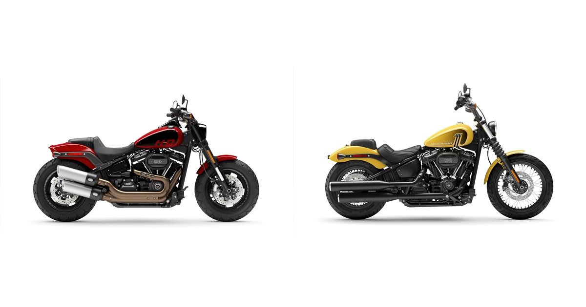 Motorrad Vergleich HarleyDavidson Softail Fat Bob 114 FXFBS 2023 vs. HarleyDavidson Softail