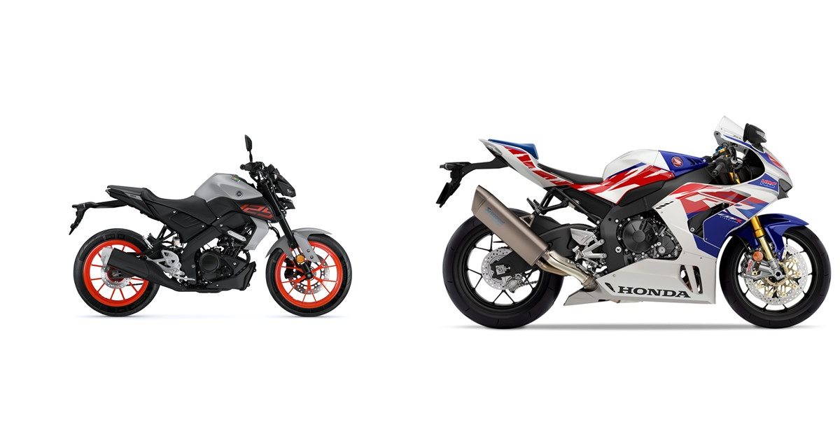 Motorrad Vergleich Yamaha MT-125 2020 vs. Honda CBR1000RR-R Fireblade ...