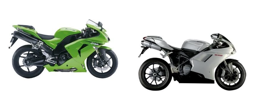 Kawasaki Ninja ZX-10R 2007 vs Ducati 848 2008