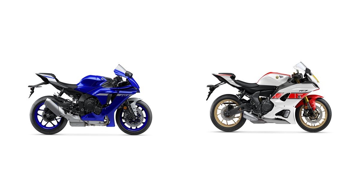 Motorrad Vergleich Yamaha R1 2021 vs. Yamaha R7 World GP 60th ...