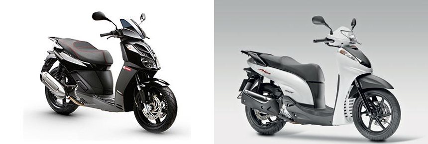 Motorrad Vergleich Daelim ET 300 2009 vs. Honda SH300i 2020