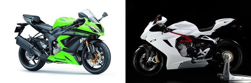 Kawasaki Ninja ZX-6R 636 2013 vs MV Agusta F3 675 2012