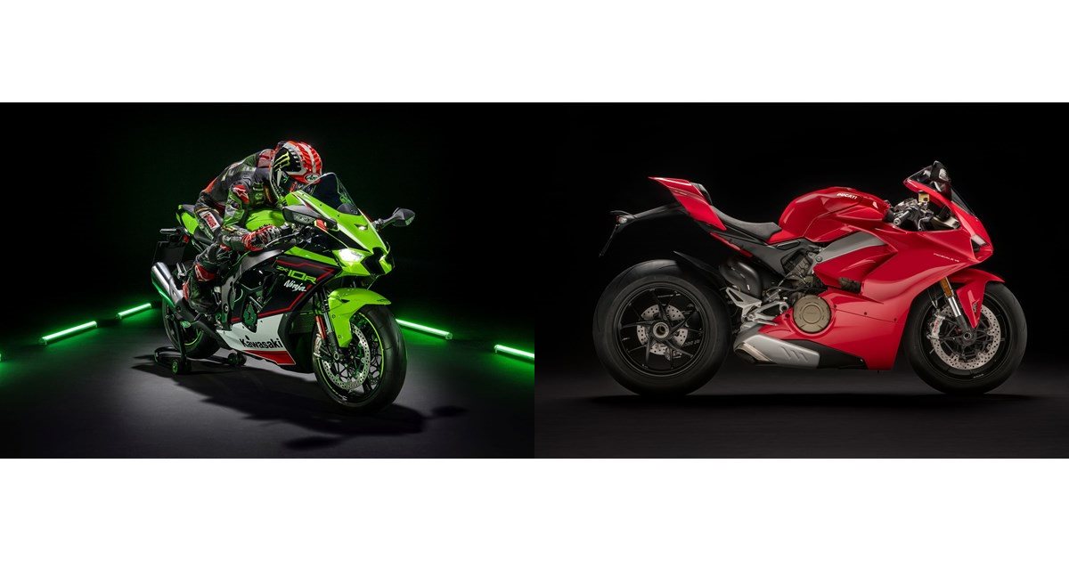 Motorrad Vergleich Kawasaki Ninja ZX10R 2022 vs. Ducati Panigale V4 2018
