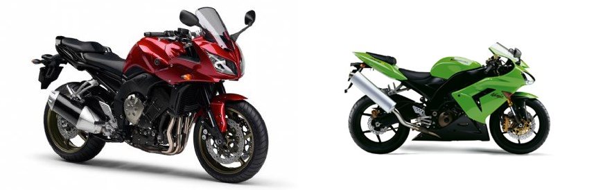 Motorrad Vergleich Yamaha FZ1 Fazer 2009 vs. Kawasaki Ninja ZX-10R 2005