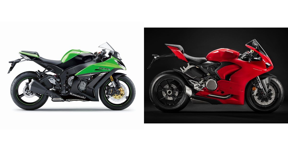 Motorrad Vergleich Kawasaki Ninja ZX10R 2014 vs. Ducati Panigale V2 2020