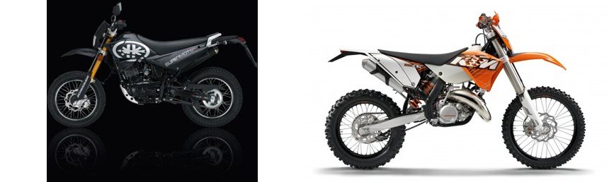 Motorrad Vergleich Kreidler Supermoto 125 DD 2009 vs. KTM 125 EXC 2010