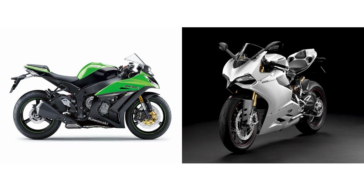 Motorrad Vergleich Kawasaki Ninja ZX10R 2015 vs. Ducati 1199 Panigale S 2013