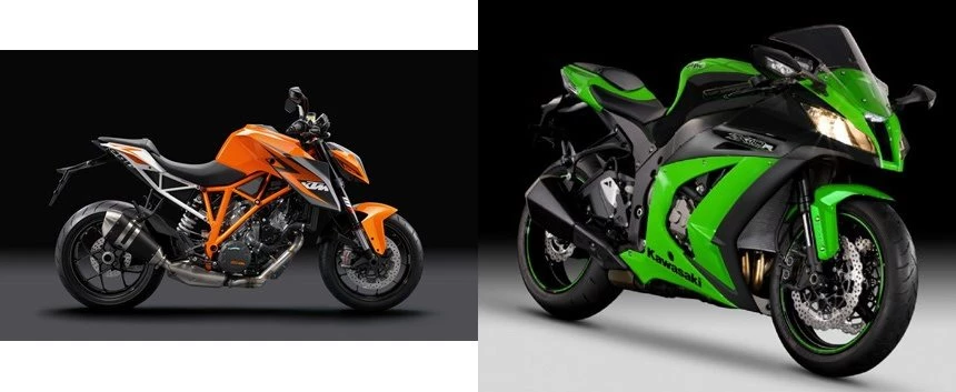 KTM 1290 Super Duke R 2013 vs Kawasaki Ninja ZX-10R 2012