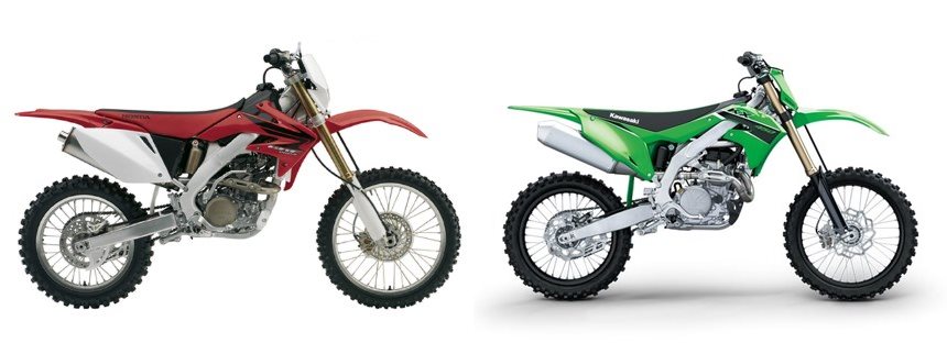 Motorrad Vergleich Honda CRF 250 X 2007 vs. Kawasaki KX 450 2023